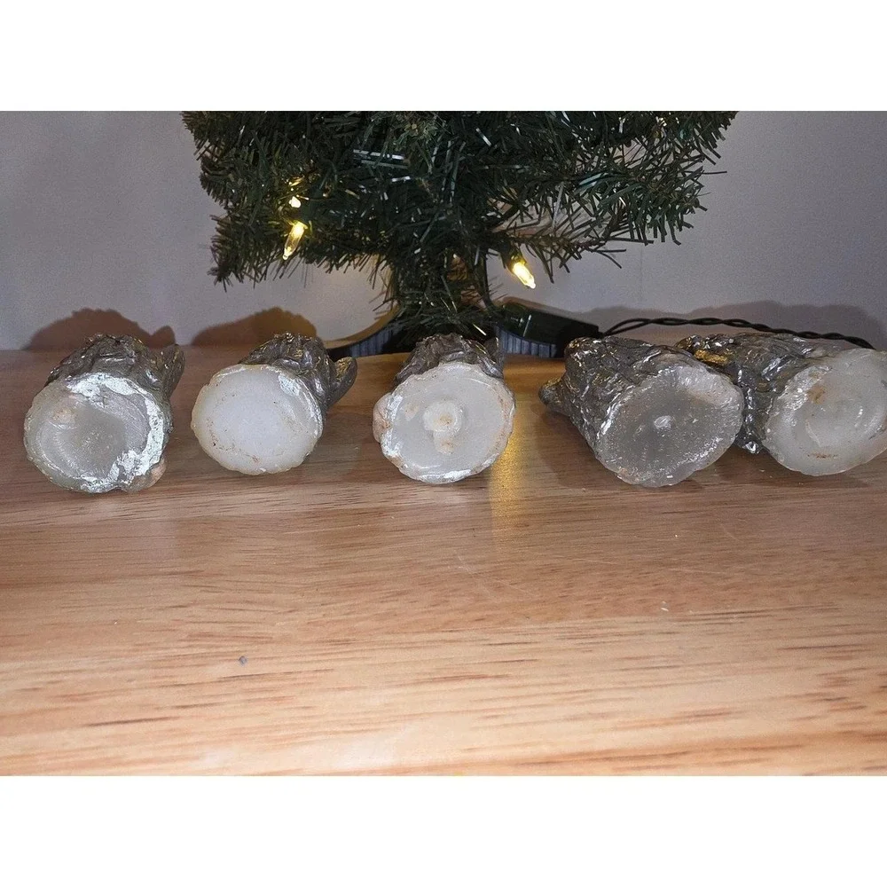 Set of 5 Silver Angel Christmas Figurines vintage wax